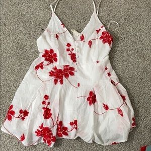 White and floral romper